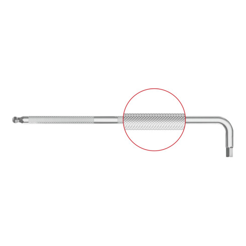 PB Swiss Tools haakse schroevendraaier zeskant, lang, met kartelrand, Zeskant: 2 mm