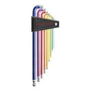 PB Swiss Tools haakse schroevendraaierset zeskant 90°-100° lang, met kogelkop en korte arm poedercoating, Aantal stiftsleutels: 9-4