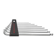 PB Swiss Tools haakse schroevendraaierset zeskant 90°-100° lang, met kogelkop en korte arm verchroomd, Aantal stiftsleutels: 9-1