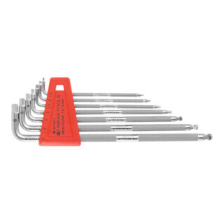PB Swiss Tools haakse schroevendraaierset zeskant, lang, met kartelrand, Aantal sleutels: 7