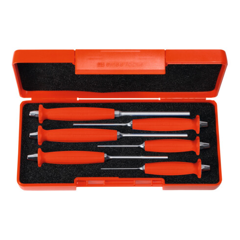 PB Swiss Tools Jeu de chasse-goupilles, avec poignée, dans une boîte en plastique ABS, 6 pièces