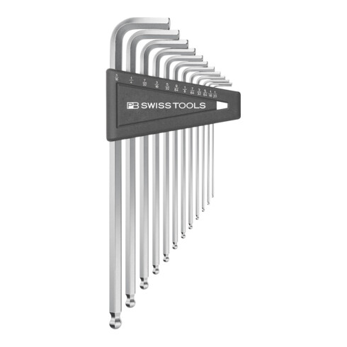 PB Swiss Tools Jeu de clés coudées 12 pcs avec support plastique 1/20-5/16" tête sphérique