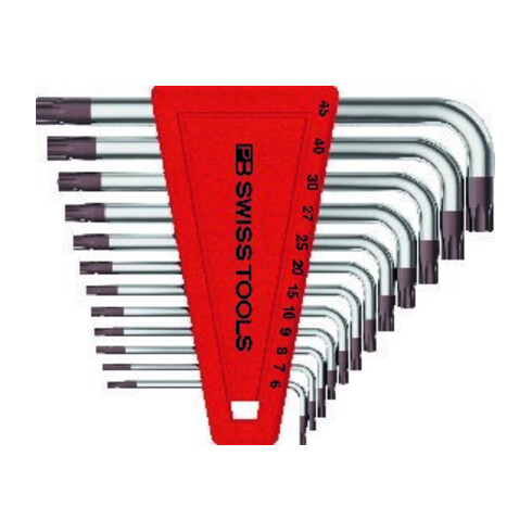 PB Swiss Tools Jeu de clés hexagonales coudées, 12 pcs, T6-T45, porte-outils plastique