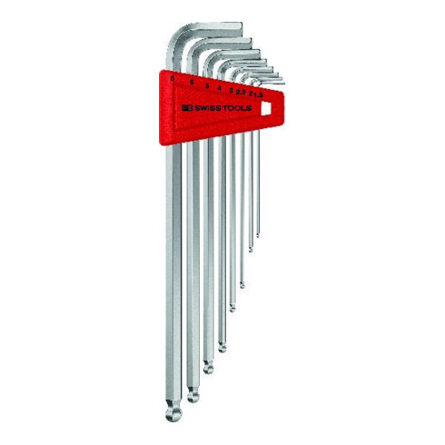 PB Swiss Tools Jeu de clés hexagonales coudées 8 pièces 1,5-8 mm long tête sphérique en plastique