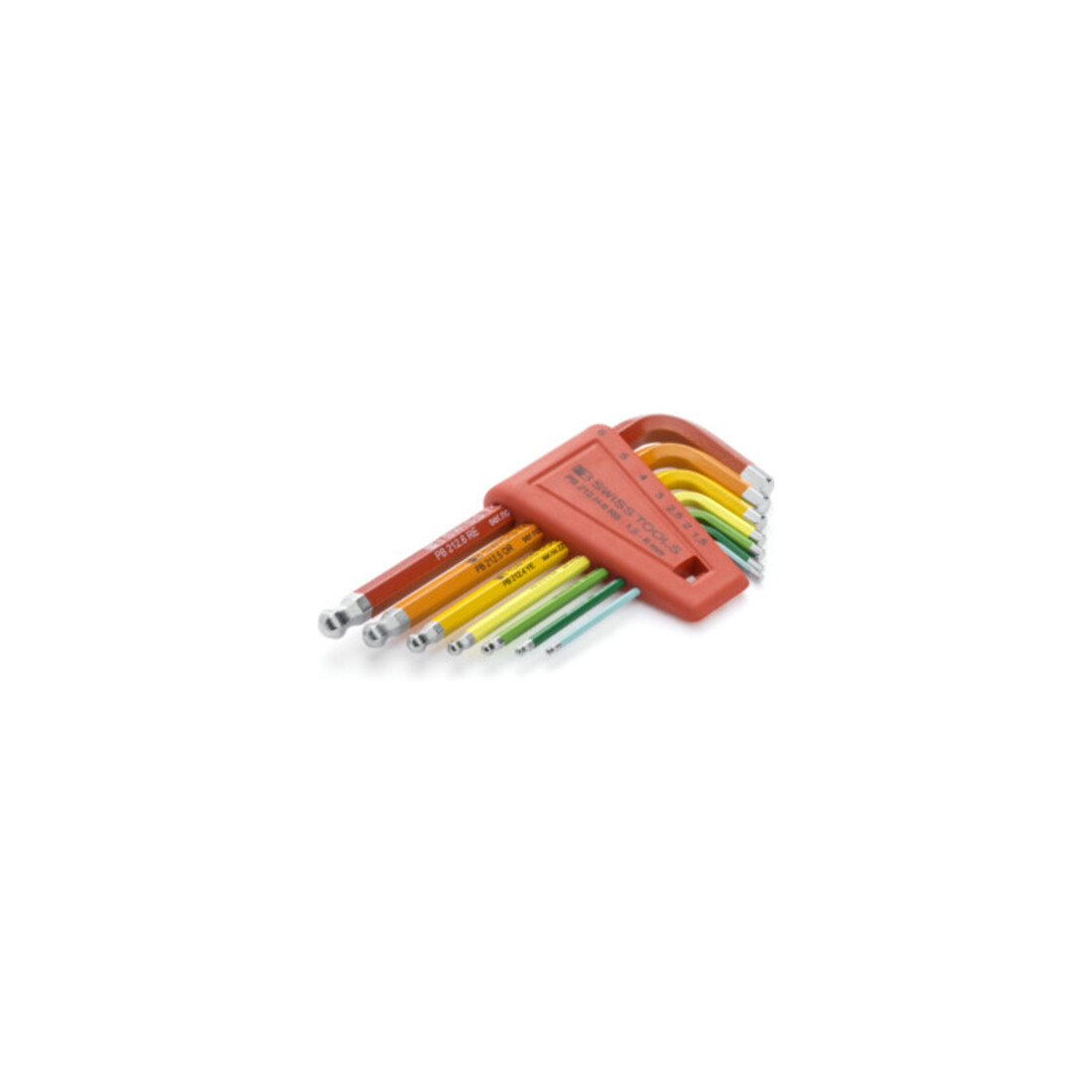 PB Swiss Tools Jeu de clés mâles coudées 6 pans, avec tête sphérique revêtement par poudre, Nombre de tournevis: 7