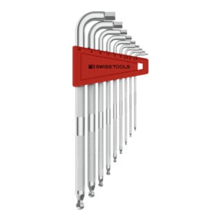 PB Swiss Tools Jeu de clés mâles coudées 6 pans, longues chromée, Nombre de tournevis: 9