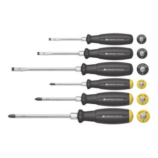 PB Swiss Tools Jeu de tournevis 6 pièces Fente/PH avec capuchon de frappe SwissTools