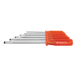PB Swiss Tools Jeu de tournevis normalisés pour visà fente, avec manche en plastique, Nombre de tournevis: 6