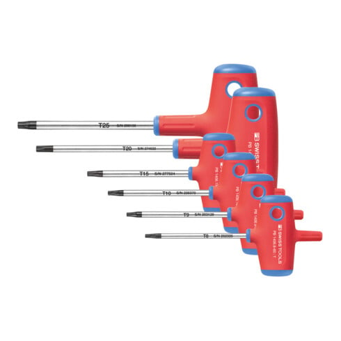 PB SWISS TOOLS Jeu de tournevis pour Torx, avec poignée transversale 6 pièces, Nombre de tournevis : 6