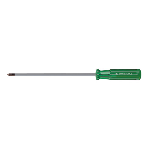 PB Swiss Tools Langer Pozidriv-Schraubendreher, mit Kunststoffheft, Kreuzschlitzgröße 2, 150 mm Länge