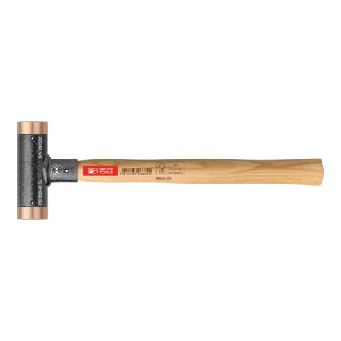 Marteau sans recul PB Swiss Tools, avec garnitures en cuivre, manche en hickory