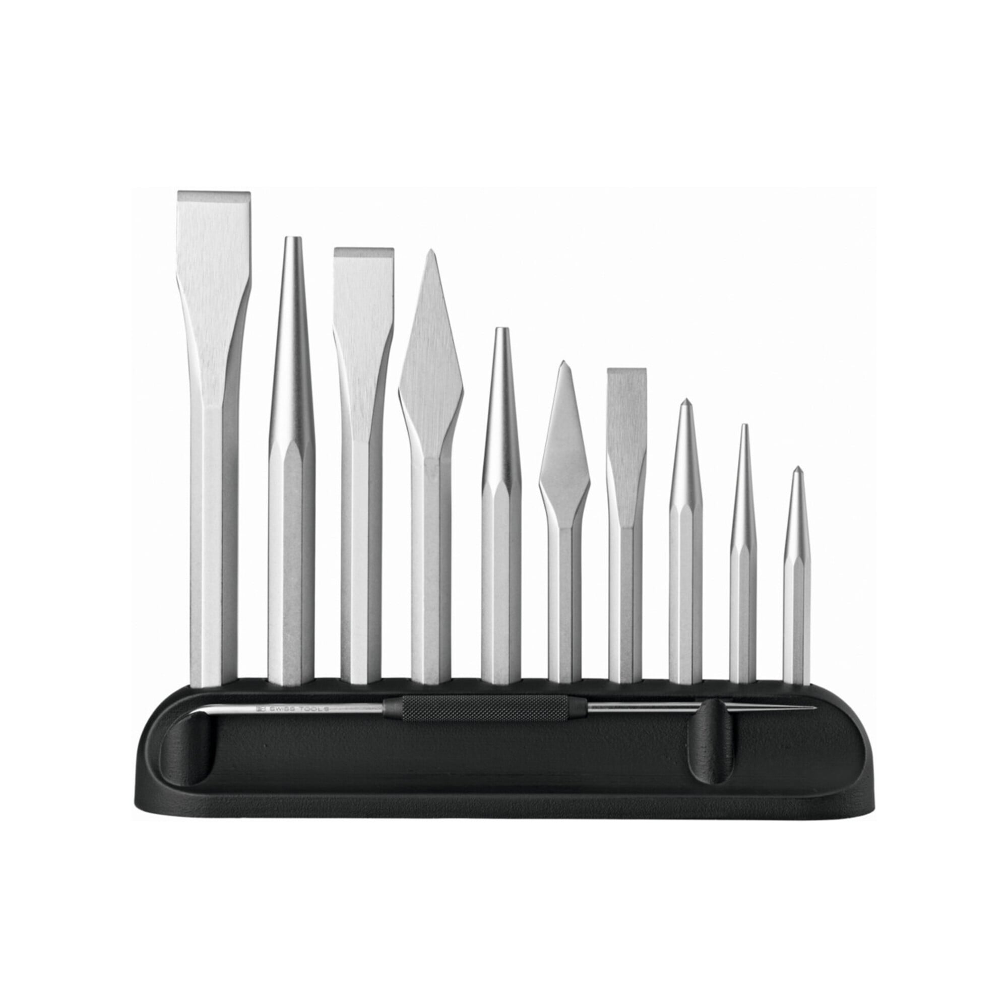 PB Swiss Tools Meißel- und Durchschläger-Satz, im Kunststoffhalter, Sonderqualität, 11-teilig