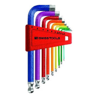 PB Swiss Tools RainBow Jeu de clés Allen coudées 9 pièces 1,5-10mm en support plastique