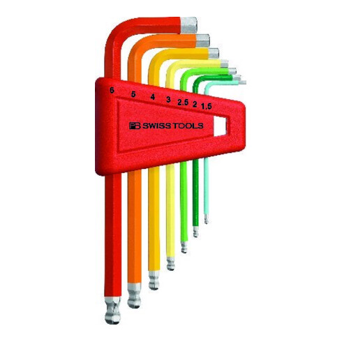 PB Swiss Tools RainBow Jeu de clés hexagonales 7 pcs 1,5-6 mm avec support plastique