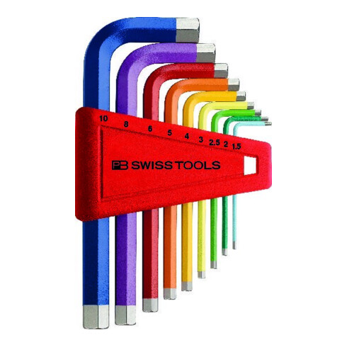 PB Swiss Tools RainBow Jeu de clés hexagonales en porte-outils plastique 9 pcs 1,5-10mm PB