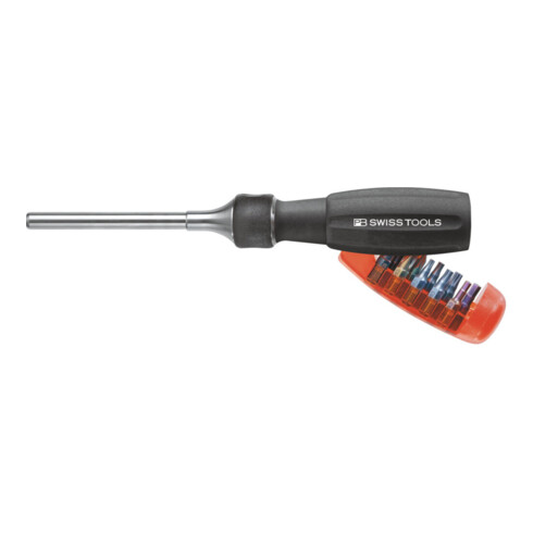 PB Swiss Tools Ratelhandvat'Insider Pro Ratchet' met 1/4 inch bits met magneet, Steellengte: 100 mm