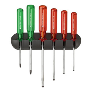 PB Swiss Tools Schraubendreher-Satz 6-teilig Schlitz PZ im Wandhalter Classic
