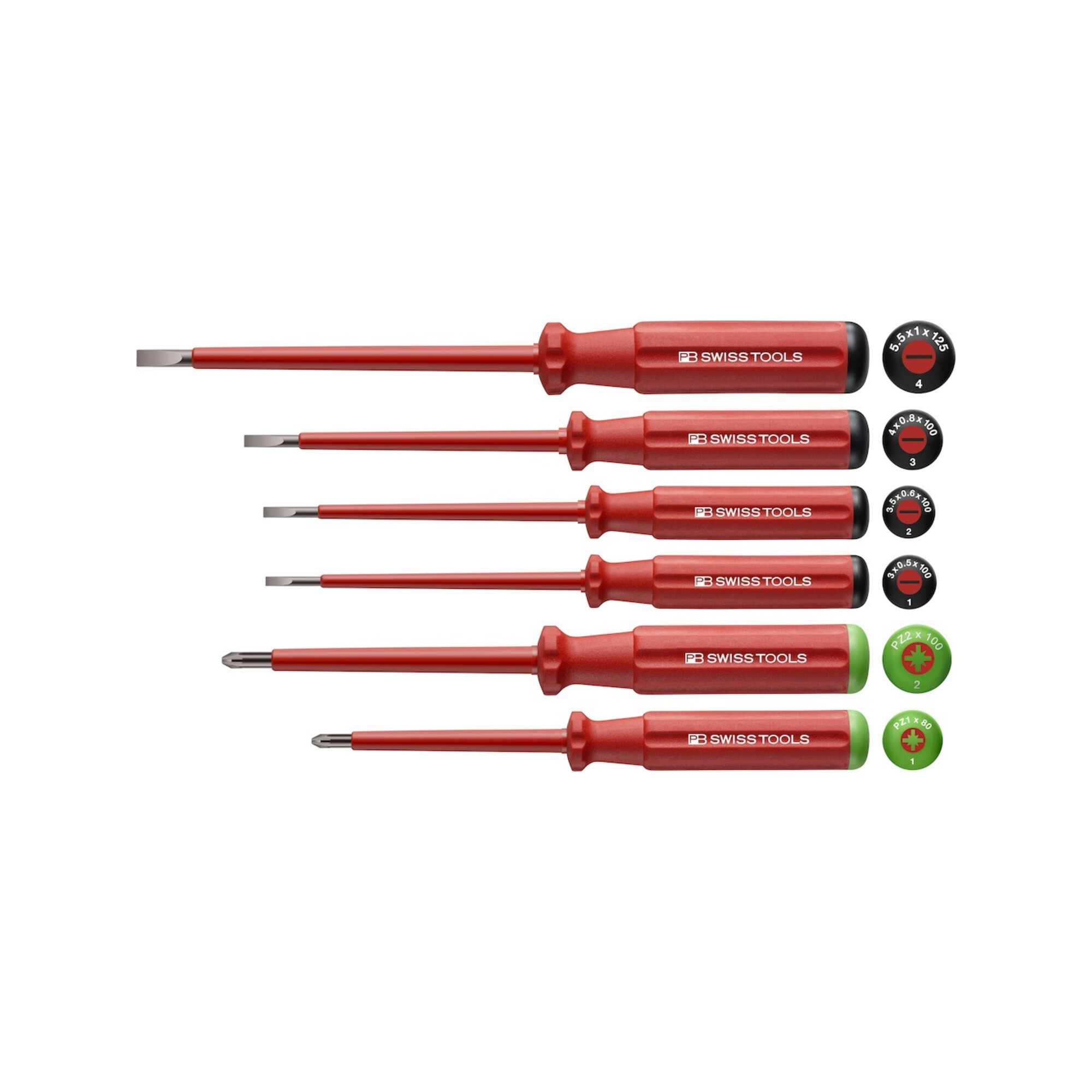 PB Swiss Tools Schraubendreher-Satz VDE 6-teilig Schlitz/PZ im Karton Classic