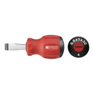 PB Swiss Tools Schraubendreher Stubby Schlitz 5,5x0,8x 30mm SwissGrip