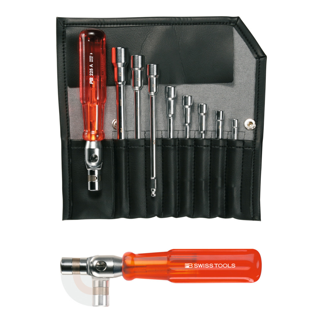PB Swiss Tools Sechskant Steckschlüssel-Sortiment mit Umklappgriff, 9-teilig