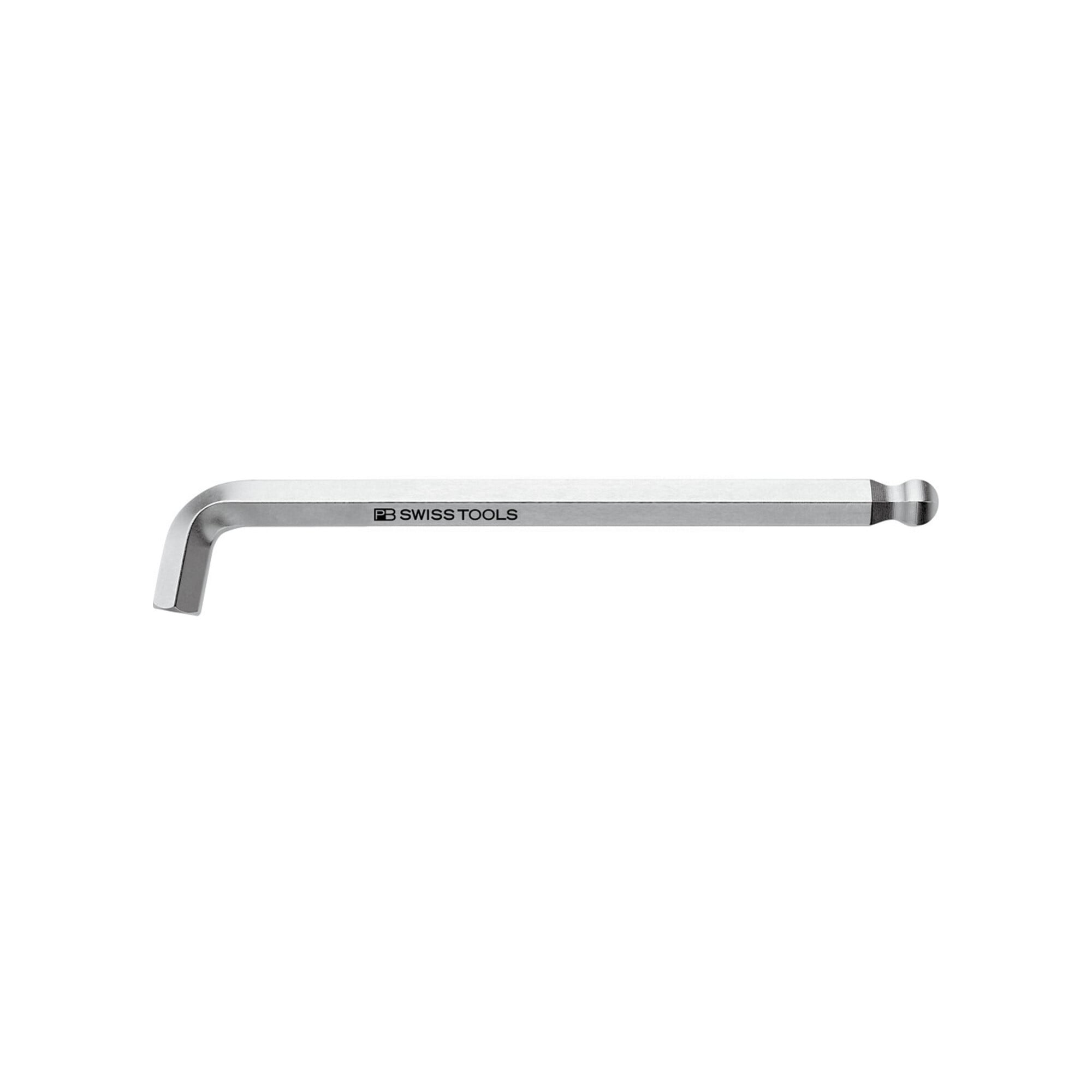 PB Swiss Tools Sechskant-Winkelschraubendreher, mit Kugelkopf und kurzem Schenkel, verchromt, 3 mm