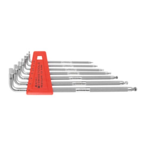 PB Swiss Tools Sechskant-Winkelschraubendreher-Satz, lang, verchromt, 7-teilig