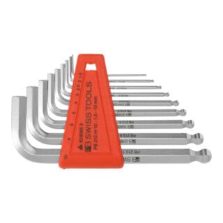 PB Swiss Tools Sechskant-Winkelschraubendreher-Satz, mit Kugelkopf, verchromt, 9-teilig