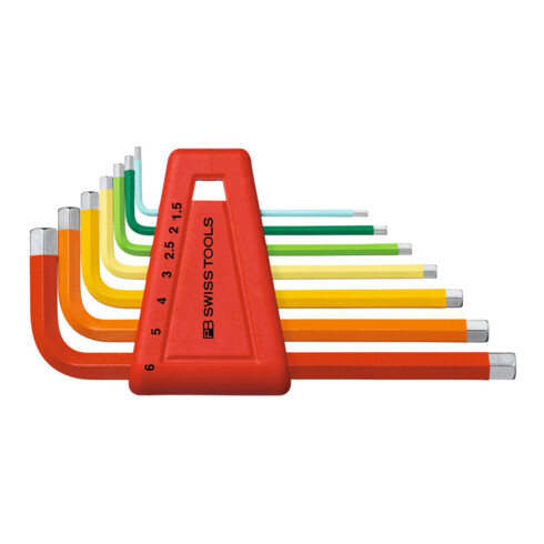 PB Swiss Tools Sechskant-Winkelschraubendreher-Satz, pulverbeschichtet, 7-teilig