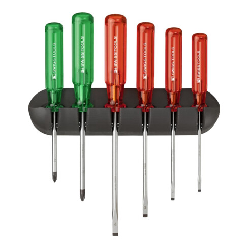 PB Swiss Tools Set de tournevis 6 pièces fente PZ avec support mural Classic