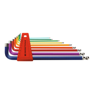 PB SWISS TOOLS Set di chiavi maschio esagonali piegate lunghe termoverniciata, 9pz.
