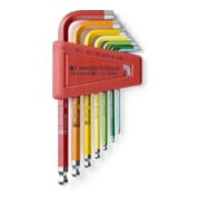 PB SWISS TOOLS Set di chiavi maschio piegate esagonali, testa sferoidale termoverniciata, 7pz.