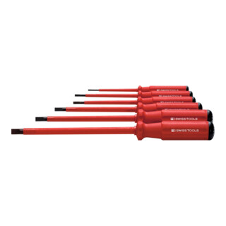 PB Swiss Tools Set elektro-schroevendraaiers voor sleuf, Classic volledig geïsoleerd, Aantal schroevendraaiers: 8