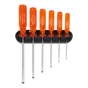PB Swiss Tools Set Norm schroevendraaiers voor sleuf, met kunststof handvat en wandhouder, Aantal schroevendraaiers: 6
