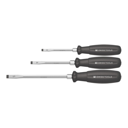 PB Swiss Tools Set schroevendraaiers, sleuf, met 2-componenten-SwissGrip-handvat en slagkop, Aantal stiftsleutels: 3