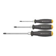 PB Swiss Tools Set schroevendraaiers voor Phillips, met 2-componenten-SwissGrip-handvat met slagkop, Aantal stiftsleutels: 3