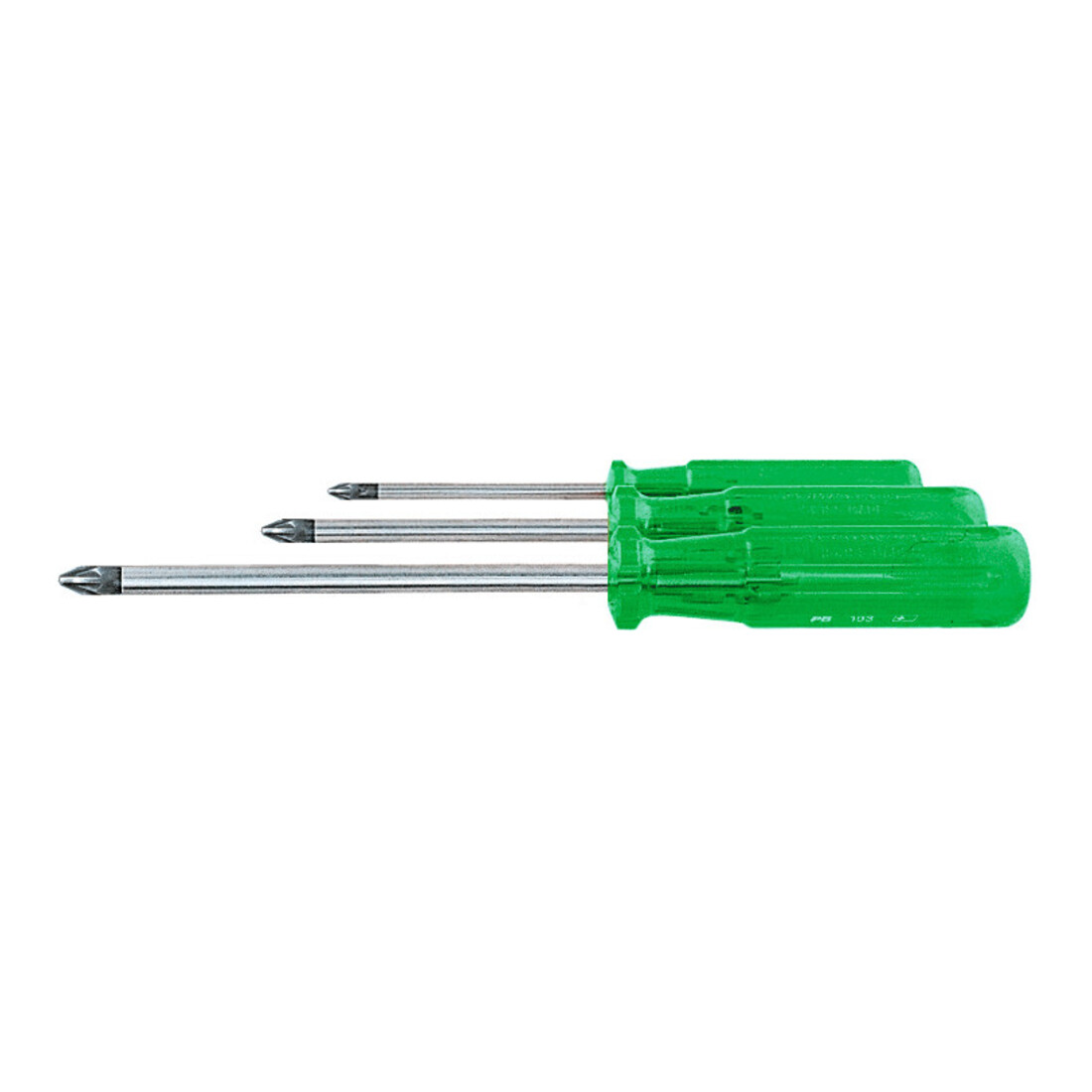 PB Swiss Tools Set schroevendraaiers voor Pozidriv, met kunststof handvat, Aantal schroevendraaiers: 4