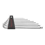 PB Swiss Tools haakse schroevendraaierset zeskant 90°-100° lang, met kogelkop en korte arm verchroomd, Aantal stiftsleutels: 9