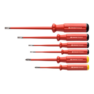 PB Swiss Tools Slim-Elektriker-Schraubendreher-Sortiment, vollisoliert, Schlitz und Phillips, 6-teilig