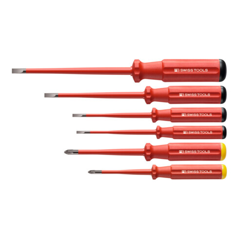 PB Swiss Tools Slim-Elektriker-Schraubendreher-Sortiment, vollisoliert, Schlitz und Phillips, 6-teilig