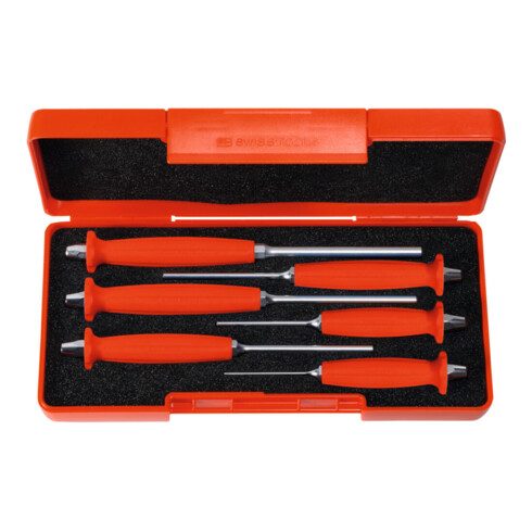 PB Swiss Tools Splintentreiber-Satz, mit Handgriff, in ABS-Kunststoffbox, 6-teilig