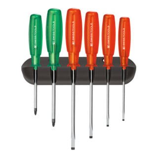 PB Swiss Tools Werkstatt-Schraubendreher-Sortiment, Schlitz und Pozidriv, 6-teilig