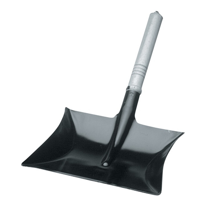 Pelle à poussière avec manche en bois/anneau métal laqué en noir L. de lame 220
