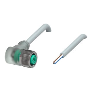Pepperl+Fuchs Boîtier de câble V1-W-A2-10M-PUR coudé LED 4 pôles gris