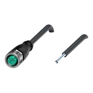 Pepperl+Fuchs Boîtier de câble V15-G-BK5M-PUR-U noir 5 pôles M12 droit codé A