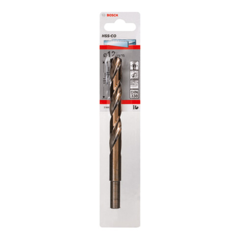 Perceuse à métaux Bosch HSS-Co, DIN 338, 12 x 101 x 151 mm