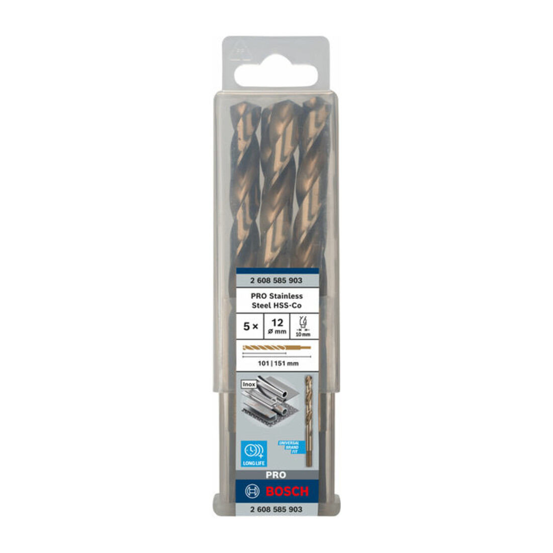 Perceuse à métaux Bosch HSS-Co, DIN 338, 12 x 101 x 151 mm