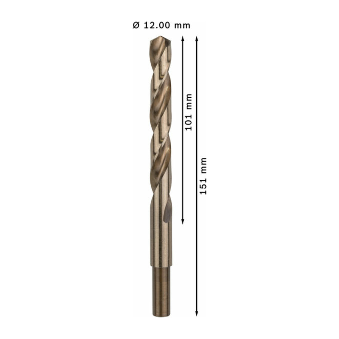 Perceuse à métaux Bosch HSS-Co, DIN 338, 12 x 101 x 151 mm