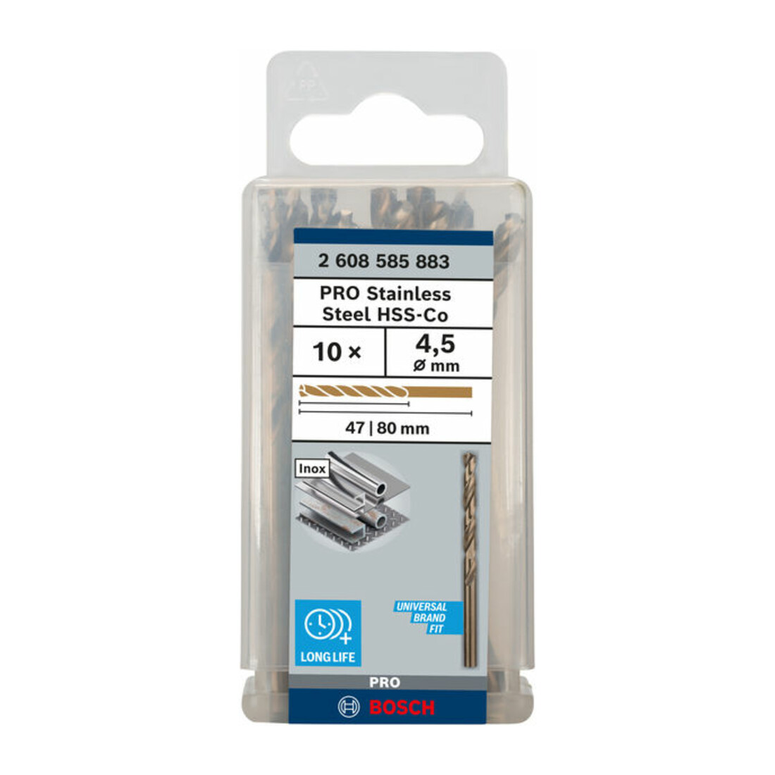 Perceuse à métaux Bosch HSS-Co, DIN 338, 4,5 x 47 x 80 mm