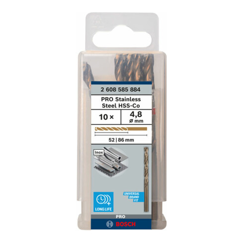Perceuse à métaux Bosch HSS-Co, DIN 338, 4,8 x 52 x 86 mm