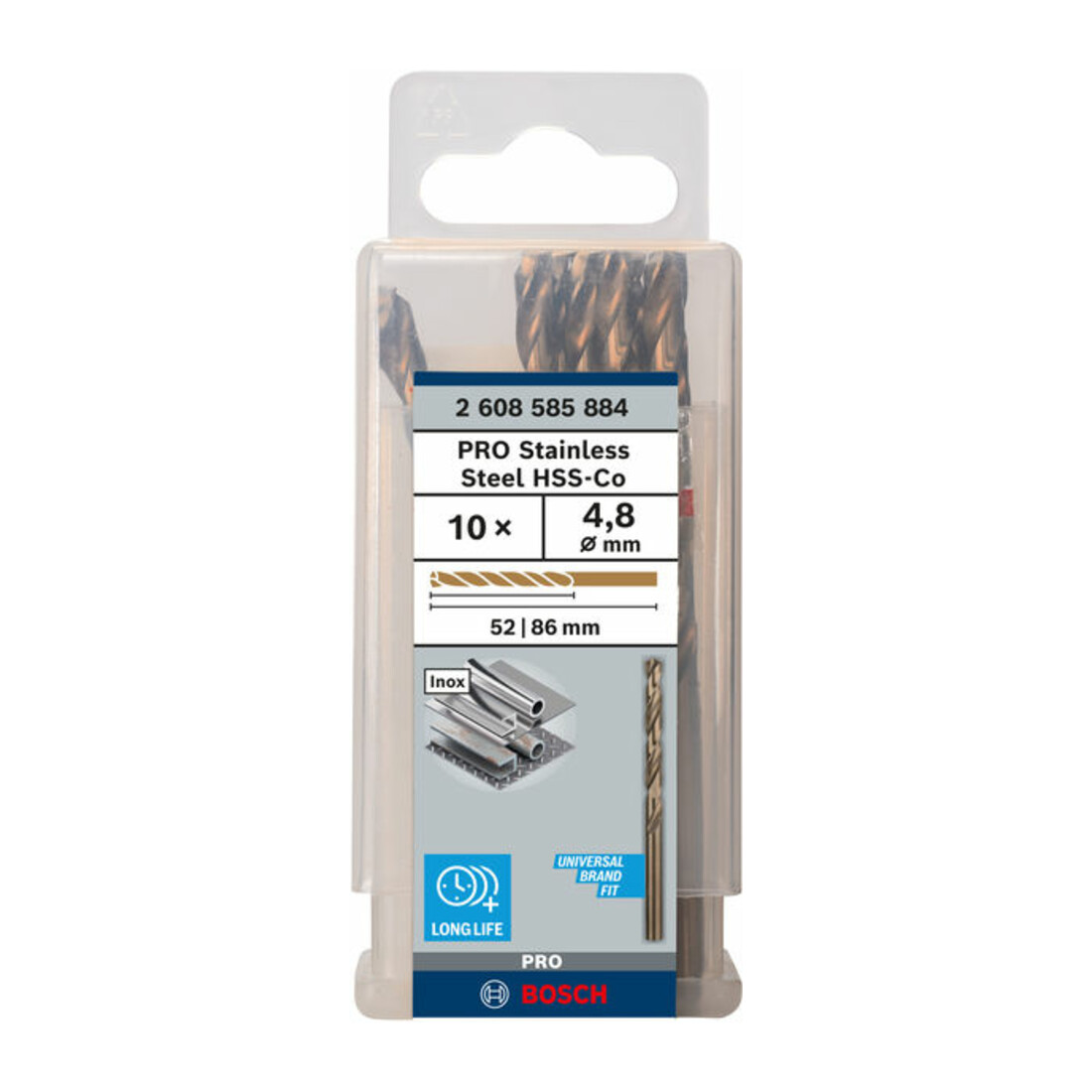 Perceuse à métaux Bosch HSS-Co, DIN 338, 4,8 x 52 x 86 mm